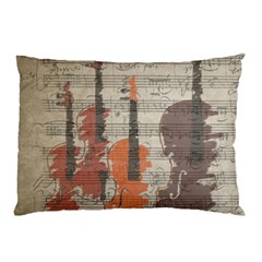 Music Notes Score Song Melody Classic Classical Vintage Violin Viola Cello Bass Pillow Case (two Sides) by Maspions