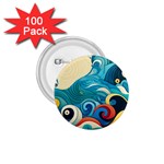 Waves Ocean Sea Abstract Whimsical Abstract Art Pattern Abstract Pattern Water Nature Moon Full Moon 1.75  Buttons (100 pack) 