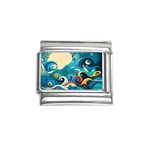 Waves Ocean Sea Abstract Whimsical Abstract Art Pattern Abstract Pattern Water Nature Moon Full Moon Italian Charm (9mm)