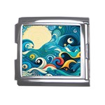 Waves Ocean Sea Abstract Whimsical Abstract Art Pattern Abstract Pattern Water Nature Moon Full Moon Mega Link Italian Charm (18mm)