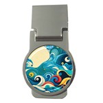 Waves Ocean Sea Abstract Whimsical Abstract Art Pattern Abstract Pattern Water Nature Moon Full Moon Money Clips (Round) 