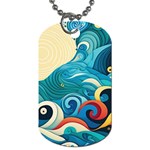 Waves Ocean Sea Abstract Whimsical Abstract Art Pattern Abstract Pattern Water Nature Moon Full Moon Dog Tag (Two Sides)