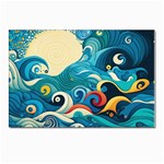 Waves Ocean Sea Abstract Whimsical Abstract Art Pattern Abstract Pattern Water Nature Moon Full Moon Postcards 5  x 7  (Pkg of 10)