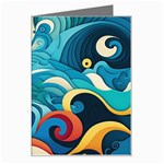 Waves Ocean Sea Abstract Whimsical Abstract Art Pattern Abstract Pattern Water Nature Moon Full Moon Greeting Card