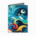 Waves Ocean Sea Abstract Whimsical Abstract Art Pattern Abstract Pattern Water Nature Moon Full Moon Mini Greeting Card