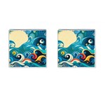 Waves Ocean Sea Abstract Whimsical Abstract Art Pattern Abstract Pattern Water Nature Moon Full Moon Cufflinks (Square)