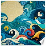 Waves Ocean Sea Abstract Whimsical Abstract Art Pattern Abstract Pattern Water Nature Moon Full Moon Canvas 12  x 12 