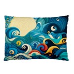 Waves Ocean Sea Abstract Whimsical Abstract Art Pattern Abstract Pattern Water Nature Moon Full Moon Pillow Case