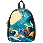 Waves Ocean Sea Abstract Whimsical Abstract Art Pattern Abstract Pattern Water Nature Moon Full Moon School Bag (Small)