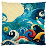 Waves Ocean Sea Abstract Whimsical Abstract Art Pattern Abstract Pattern Water Nature Moon Full Moon Large Cushion Case (Two Sides)