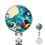 Waves Ocean Sea Abstract Whimsical Abstract Art Pattern Abstract Pattern Water Nature Moon Full Moon Stainless Steel Nurses Watch