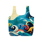 Waves Ocean Sea Abstract Whimsical Abstract Art Pattern Abstract Pattern Water Nature Moon Full Moon Full Print Recycle Bag (S)