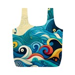 Waves Ocean Sea Abstract Whimsical Abstract Art Pattern Abstract Pattern Water Nature Moon Full Moon Full Print Recycle Bag (M)