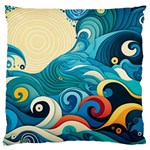 Waves Ocean Sea Abstract Whimsical Abstract Art Pattern Abstract Pattern Water Nature Moon Full Moon Standard Premium Plush Fleece Cushion Case (One Side)