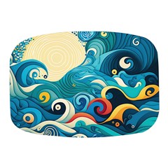 Waves Ocean Sea Abstract Whimsical Abstract Art Pattern Abstract Pattern Water Nature Moon Full Moon Mini Square Pill Box by Bedest