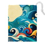 Waves Ocean Sea Abstract Whimsical Abstract Art Pattern Abstract Pattern Water Nature Moon Full Moon Drawstring Pouch (4XL)