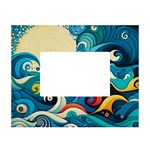 Waves Ocean Sea Abstract Whimsical Abstract Art Pattern Abstract Pattern Water Nature Moon Full Moon White Tabletop Photo Frame 4 x6 
