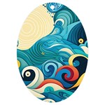 Waves Ocean Sea Abstract Whimsical Abstract Art Pattern Abstract Pattern Water Nature Moon Full Moon UV Print Acrylic Ornament Oval
