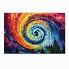 Cosmic Rainbow Quilt Artistic Swirl Spiral Forest Silhouette Fantasy Postcard 4 x 6  (pkg Of 10) by Maspions