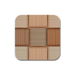 Wooden Wickerwork Texture Square Pattern Rubber Square Coaster (4 Pack)