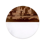 Digital Art Artwork Illustration Vector Buiding City Classic Marble Wood Coaster (Round) 