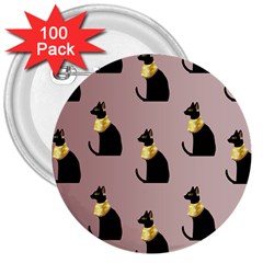 Cat Egyptian Ancient Statue Egypt Culture Animals 3  Buttons (100 Pack)  by Maspions
