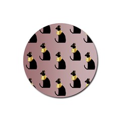 Cat Egyptian Ancient Statue Egypt Culture Animals Rubber Round Coaster (4 Pack)