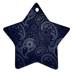 Blue Paisley Texture, Blue Paisley Ornament Ornament (star) by nateshop