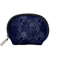Blue Paisley Texture, Blue Paisley Ornament Accessory Pouch (small) by nateshop