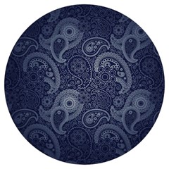 Blue Paisley Texture, Blue Paisley Ornament Round Trivet by nateshop