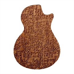 Chinese Hieroglyphs Patterns, Chinese Ornaments, Red Chinese Guitar Shape Wood Guitar Pick Holder Case And Picks Set by nateshop