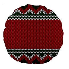 Christmas Pattern, Fabric Texture, Knitted Red Background Large 18  Premium Flano Round Cushions by nateshop