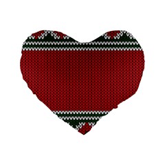 Christmas Pattern, Fabric Texture, Knitted Red Background Standard 16  Premium Flano Heart Shape Cushions by nateshop