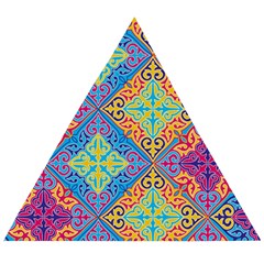 Colorful Floral Ornament, Floral Patterns Wooden Puzzle Triangle