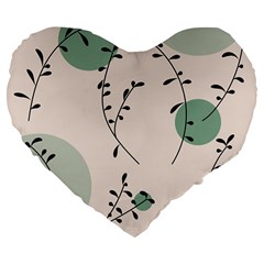 Plants Pattern Design Branches Branch Leaves Botanical Boho Bohemian Texture Drawing Circles Nature Large 19  Premium Flano Heart Shape Cushions by Maspions