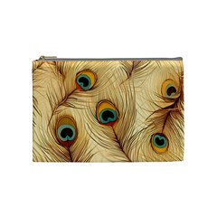 Vintage Peacock Feather Peacock Feather Pattern Background Nature Bird Nature Cosmetic Bag (medium)