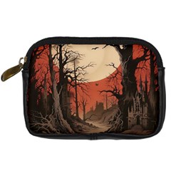 Comic Gothic Macabre Vampire Haunted Red Sky Digital Camera Leather Case