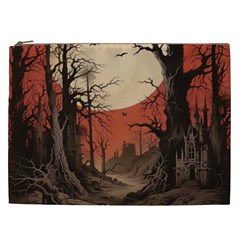 Comic Gothic Macabre Vampire Haunted Red Sky Cosmetic Bag (xxl)