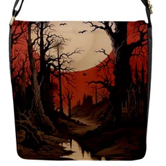 Comic Gothic Macabre Vampire Haunted Red Sky Flap Closure Messenger Bag (s)