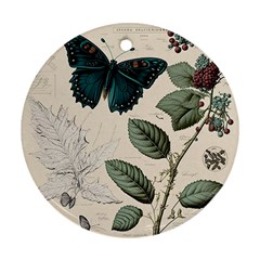 Butterflies Butterfly Botanical Nature Sketch Junk Journal Field Notes Paper Vintage Ephemera Ornament (round)