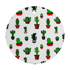 Cactus Plants Background Pattern Seamless Ornament (round)