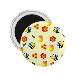 Seamless Honey Bee Texture Flowers Nature Leaves Honeycomb Hive Beekeeping Watercolor Pattern 2 25  Magnets by Maspions