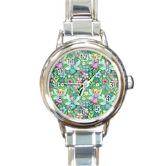 Fairies Fantasy Background Wallpaper Design Flowers Nature Colorful Round Italian Charm Watch
