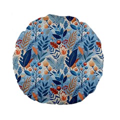 Berries Foliage Seasons Branches Seamless Background Nature Standard 15  Premium Flano Round Cushions by Maspions