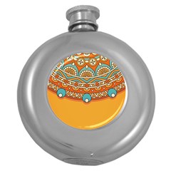 Mandala Orange Round Hip Flask (5 Oz) by goljakoff