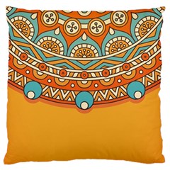 Mandala Orange Large Premium Plush Fleece Cushion Case (one Side)