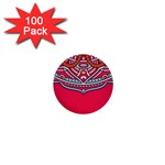 Mandala red 1  Mini Buttons (100 pack) 