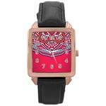 Mandala red Rose Gold Leather Watch 