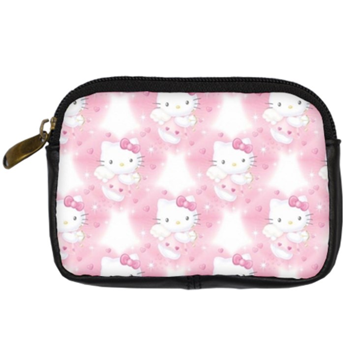 Hello Kitty Pattern, Hello Kitty, Child, White, Cat, Pink, Animal Digital Camera Leather Case