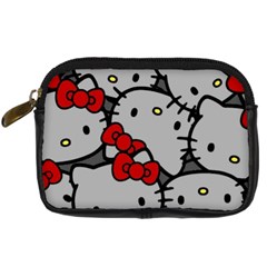 Hello Kitty, Pattern, Red Digital Camera Leather Case by nateshop